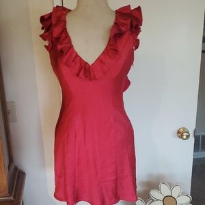Princess Polly Butacup Frill Red Mini Dress Size 6 And Size 8.
